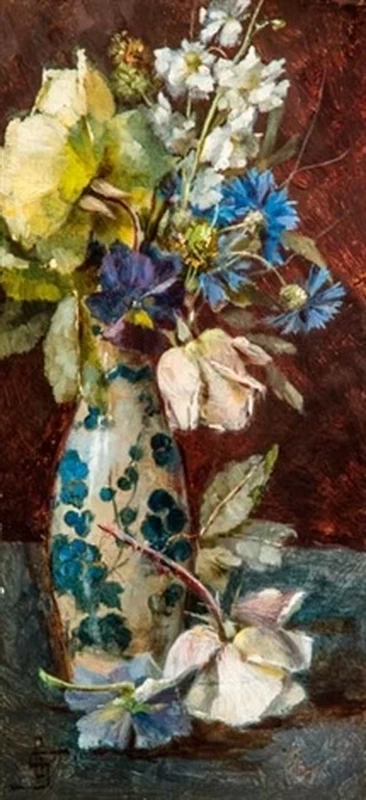 Natura morta con fiori in vaso